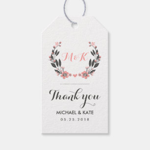 Pink White Vintag Blume Wreath Wedding Gift Tag Geschenkanhänger