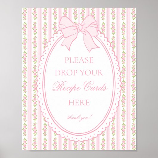 Pink & White Vintage Fancy Floral Share a Recipe Poster (Vorne)