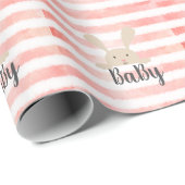 Pink White Watercolor Baby Bunny Geschenkpapier (Rolleneckpunkt)