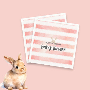 Pink White Watercolor Bunny Baby Dusche Serviette