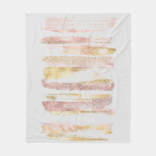 Pink White Watercolor Glitzer Fox Paint Strokes Fleecedecke
