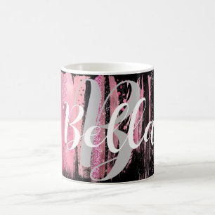 Pink White Watercolor Glitzer Fox Paint Strokes Kaffeetasse