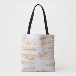 Pink White Watercolor Glitzer Fox Paint Strokes Tasche