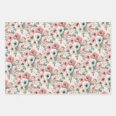 Pink White Watercolor Striped Polka Dots Geschenkpapier Set (Vorderseite)