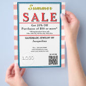 Pink White Watercolor Stripes Summer Sale Flyer (Hand)
