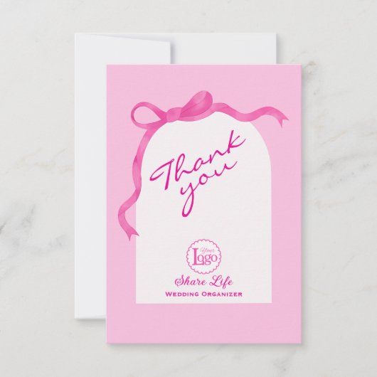 Pink White Wedding Organizer Business Thank you (Vorderseite)