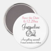 Pink White Wedding Save the Date Magnet (Vorderseite/Rückseite)