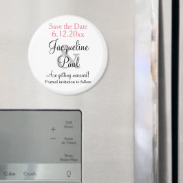 Pink White Wedding Save the Date Magnet