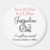 Pink White Wedding Save the Date Magnet (Vorne)