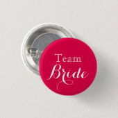 Pink White Wedding Team Bride Button (Vorne & Hinten)
