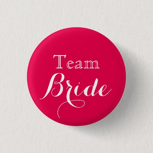 Pink White Wedding Team Bride Button (Vorderseite)