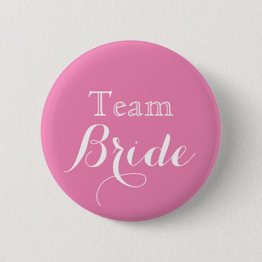 Pink White Wedding Team Bride Button (Vorderseite)