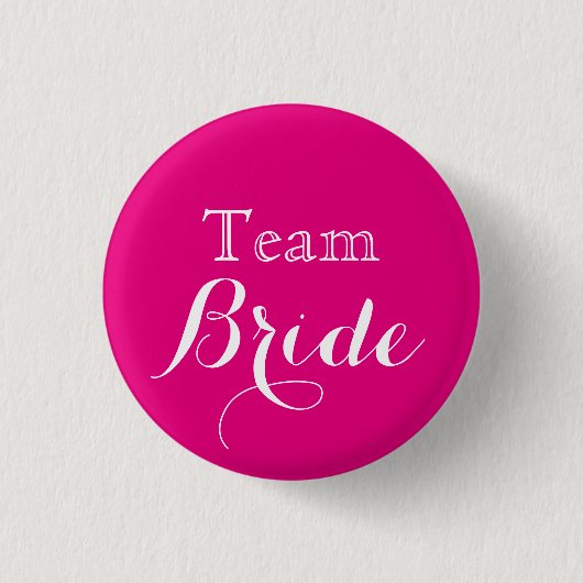 Pink White Wedding Team Bride Button (Vorderseite)