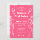 Pink & white Western Girls Geburtstagsparty Save The Date (Vorderseite)