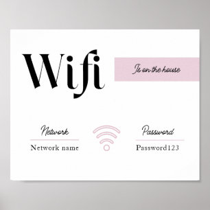 Pink & White Wifi-Kennwort und Netzwerksignatur Poster