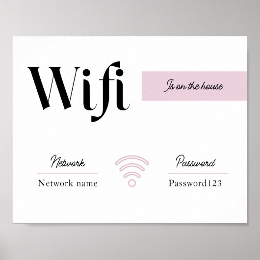 Pink & White Wifi-Kennwort und Netzwerksignatur Poster (Vorne)