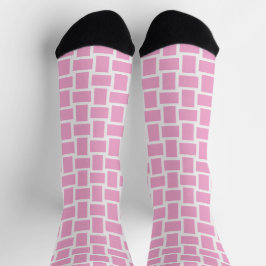 Pink White Woven Blocks Muster Socken