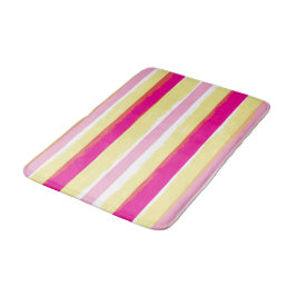 Pink White Yellow Summer Stripes Badematte