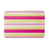 Pink White Yellow Summer Stripes Badematte (Vorderseite)