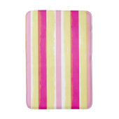 Pink White Yellow Summer Stripes Badematte (Vorderseite Vertikal)
