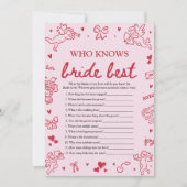 Pink Who Knows The Bride Best Bridal Shower Game Einladung (Vorderseite)