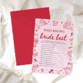 Pink Who Knows The Bride Best Bridal Shower Game Einladung