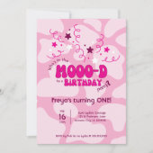 Pink Who's in the MOOO-D Cow Print 1st Birthday Einladung (Vorderseite)