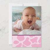 Pink Who's in the MOOO-D Cow Print 1st Birthday Einladung (Rückseite)