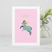 Pink Widder, Sternzeichen, Sternzeichen-Druck Einladung (Stehend Vorderseite)
