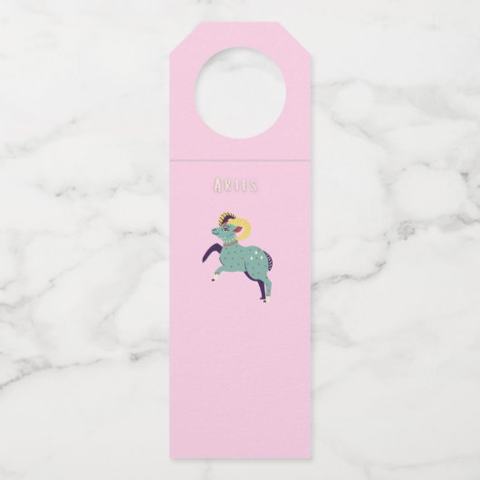 Pink Widder, Sternzeichen, Sternzeichen-Druck Flaschenanhänger (Vorderseite)