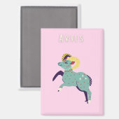 Pink Widder, Sternzeichen, Sternzeichen-Druck Magnet (Vorderseite/Rückseite)