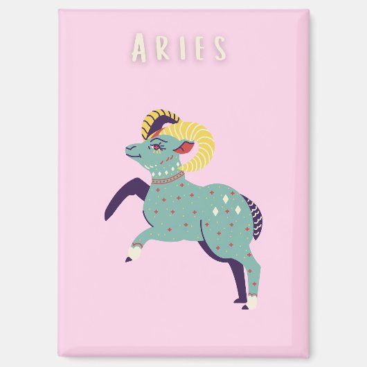 Pink Widder, Sternzeichen, Sternzeichen-Druck Magnet (Vorderseite)