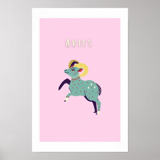 Pink Widder, Sternzeichen, Sternzeichen Druck Poster (Vorne)