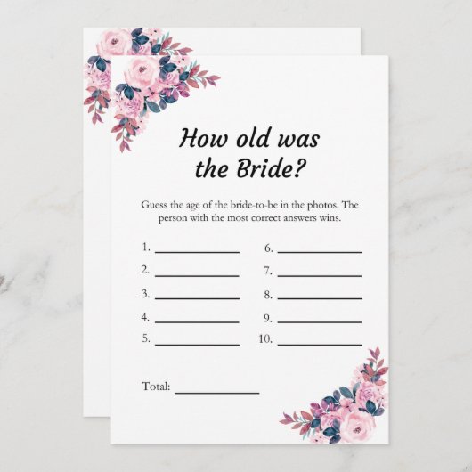 Pink Wie alt war die Bridge Brautparty Game Card Einladung (Vorne/Hinten)