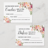 Pink Wie viele Bonbons Spiel zweisprachige Duschka Platzkarte (Vorne/Hinten)