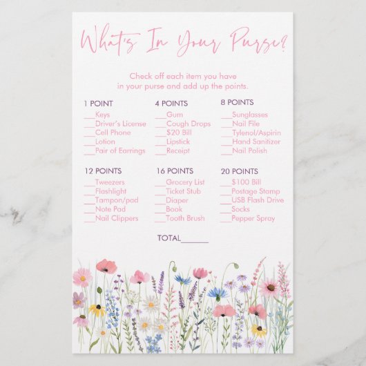 Pink-Wiese-Wildblumen Was ist in deinem Handspiel? (Vorderseite)