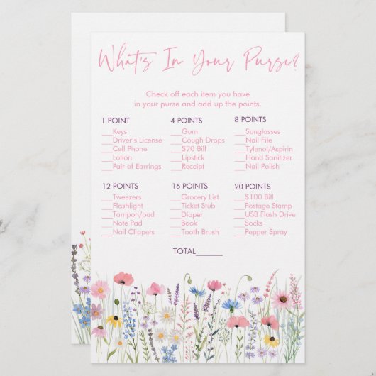 Pink-Wiese-Wildblumen Was ist in deinem Handspiel? (Vorne/Hinten)