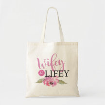 Pink Wifey 4 Lifey Bride Floral Tote Beutel Gesche