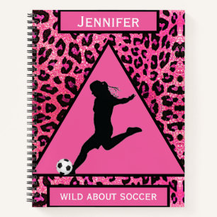 Pink "Wild About Soccer" SpiralNotebook Notizblock