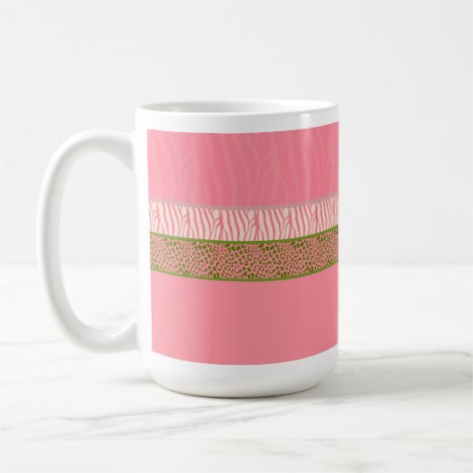 Pink Wild Animal Fur Print Kaffeetasse (Links)