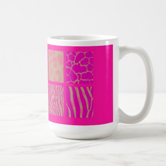 Pink Wild Animal Fur Print Kaffeetasse (Rechts)