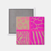 Pink Wild Animal Muster Magnet (Vorderseite/Rückseite)