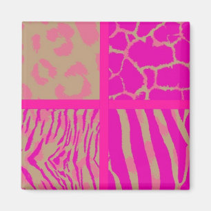 Pink Wild Animal Muster Magnet