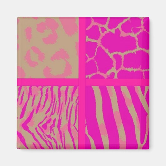 Pink Wild Animal Muster Magnet (Vorne)