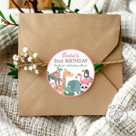 Pink Wild Animal Runder Aufkleber