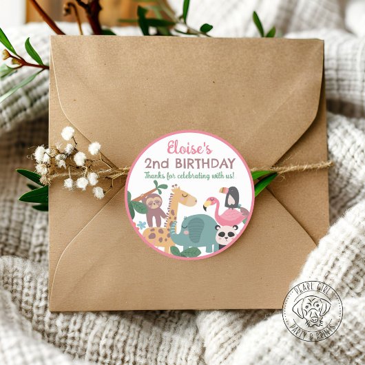 Pink Wild Animal Runder Aufkleber