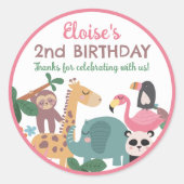 Pink Wild Animal Runder Aufkleber (Vorderseite)