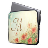 Pink Wild Blume Monogramm 15" Notebook-Gehäuse Laptopschutzhülle (Vorderseite Links)