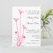 Pink Wild Blume Swirl Einladung Hochzeit (Stehend Vorderseite)