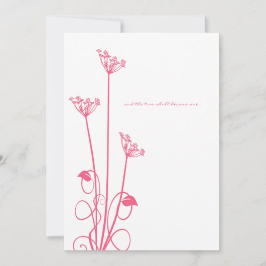 Pink Wild Blume Swirl Einladung Hochzeit (Rückseite)